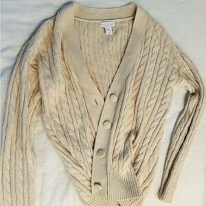 Beige House of Harlow Cable Knit Cardigan